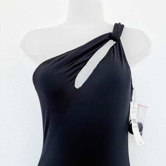 Carmen Marc Valvo One Shoulder Swimsuit Size 6 Black NWT Beach Resort Summer - Picture 3 of 7